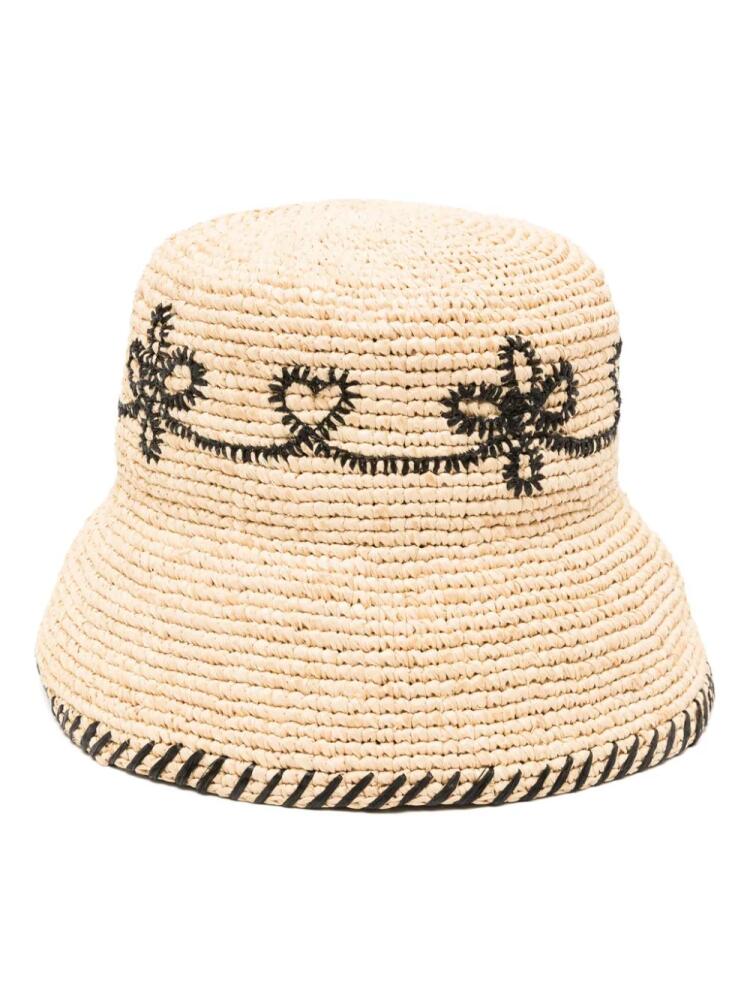 Chloé embroidered raffia sun hat - Neutrals Cover