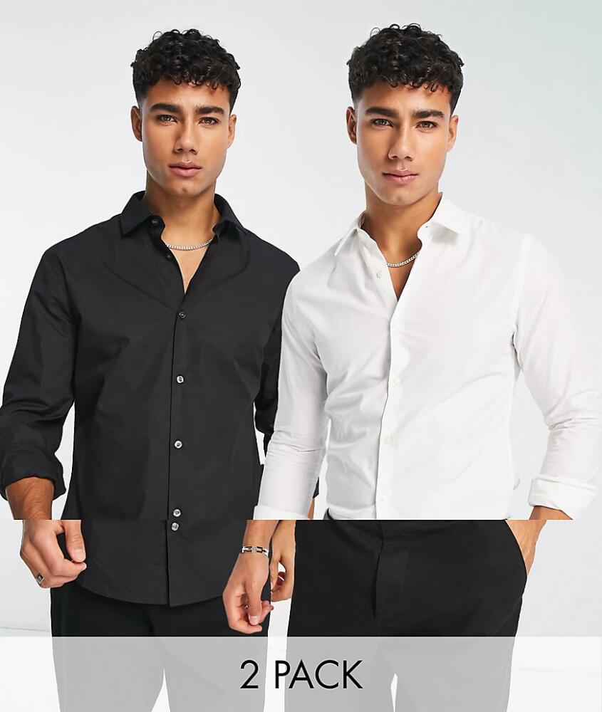 French Connection 2 pack formal shirts in white and black Cover