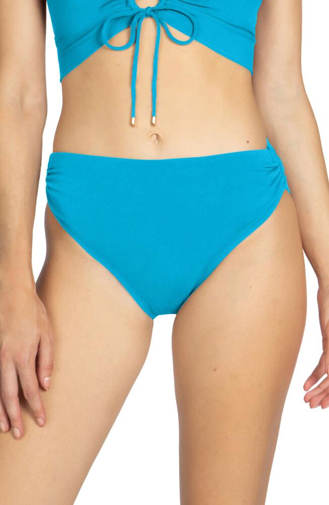 Robin Piccone Aubrey High Waist Bikini Bottoms in Cyan Blue Cover