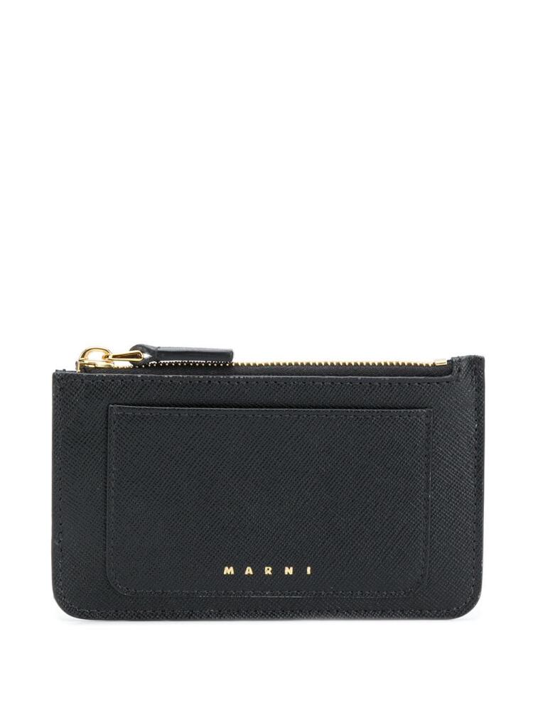 Marni logo-print leather card holder - Black Cover