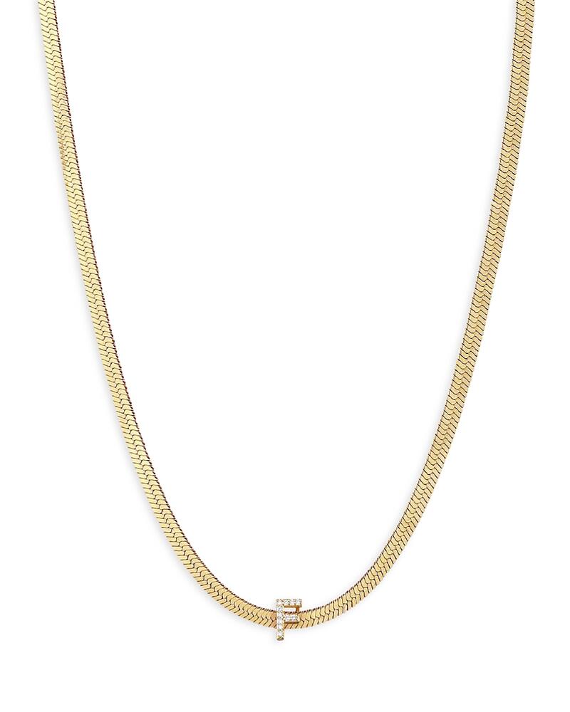 Ettika Initial Herringbone Chain Necklace in 18K Gold Plated, 12 Cover