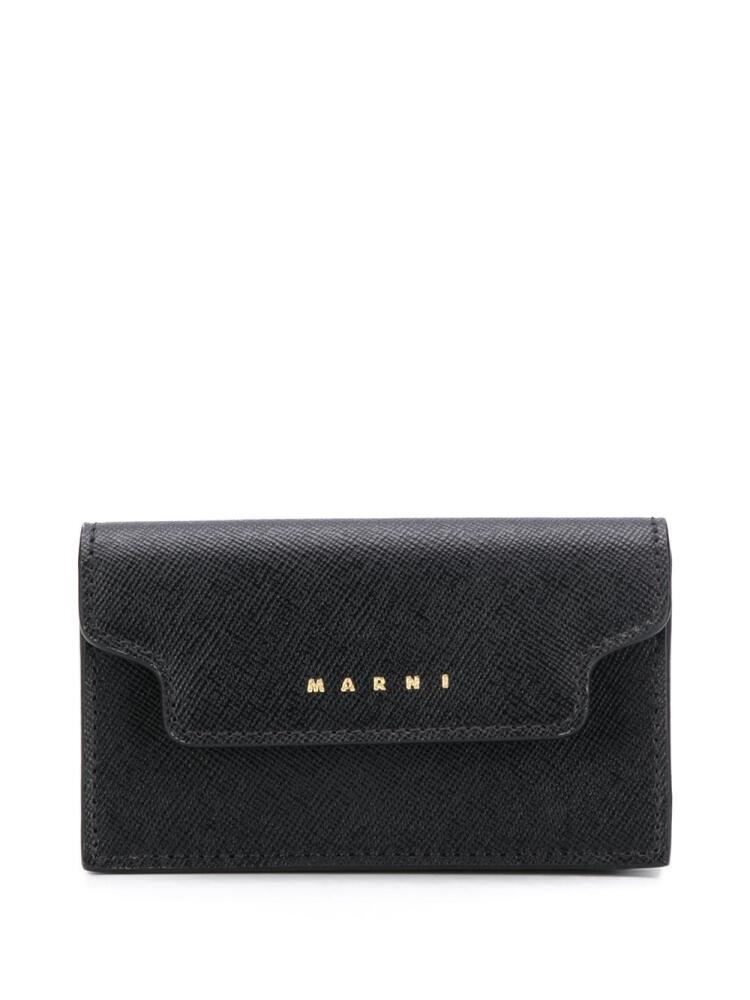 Marni logo-print leather card case - Black Cover