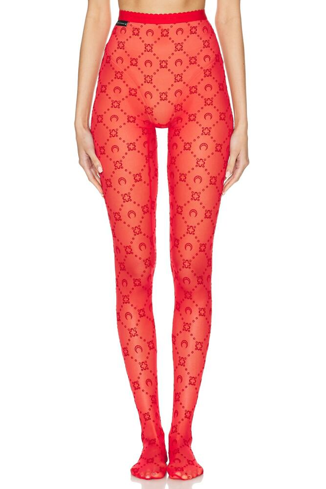 Marine Serre Moonogram Mesh Flock Legging in Red Cover