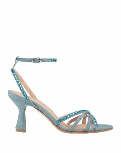 Fru. it Woman Sandals Light blue Leather Cover