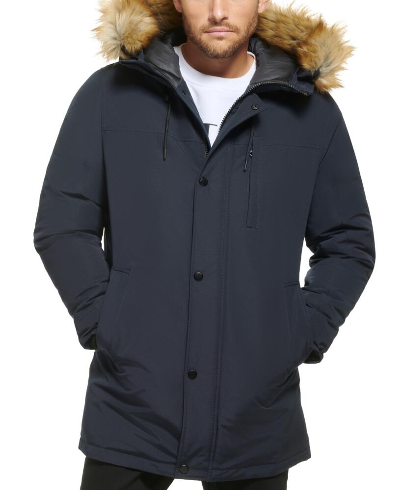 Calvin Klein Men's Long Parka with Faux-Fur Lined Hood - Navy Cover