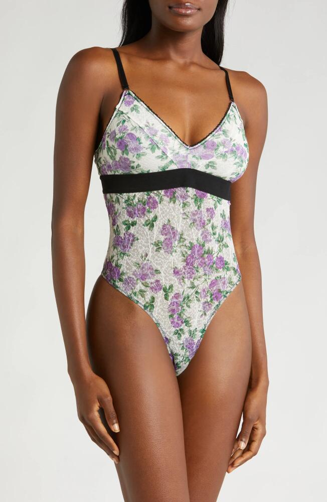 KILO BRAVA Floral Print Lace Teddy in Lilac Rose Cover