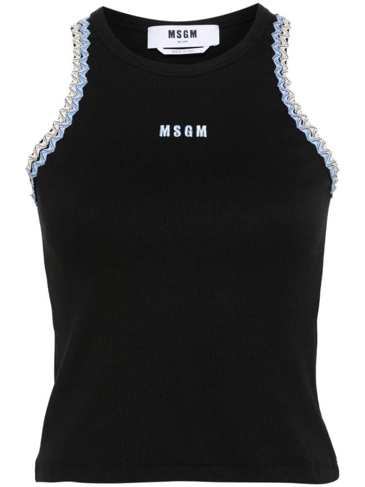 MSGM logo-embroidered tank top - Black Cover