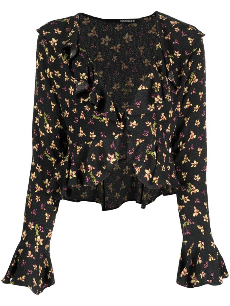 ROTATE BIRGER CHRISTENSEN Birger Christensen floral-print blouse - Black Cover