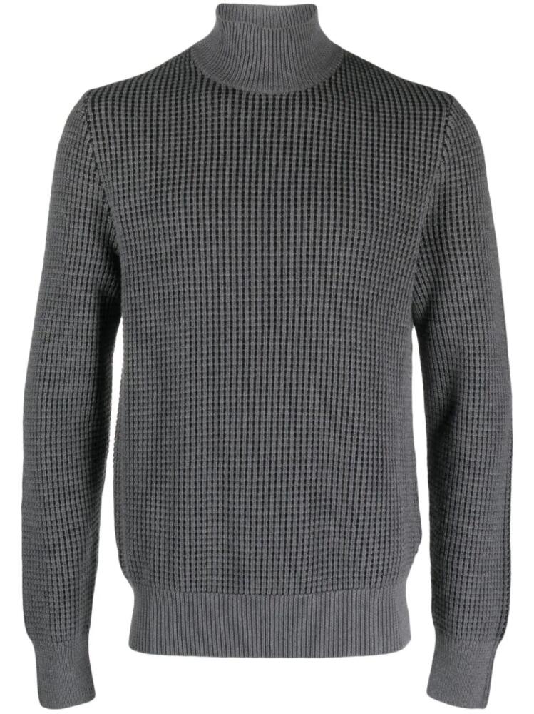 BOSS high-neck waffle-knit jumper - Grey Cover