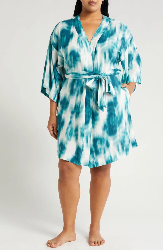 Nordstrom Vacation Linen Blend Robe in Teal Tide Floral Pigment Cover