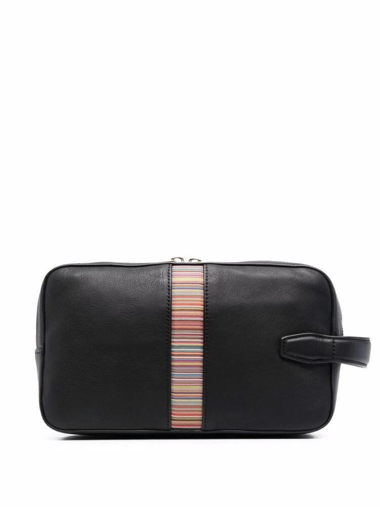 Paul Smith signature-stripe leather wash bag - Black Cover