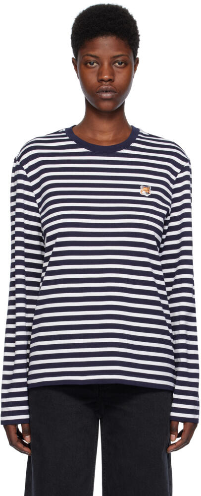 Maison Kitsuné Navy & White Fox Head Marin Long Sleeve T-Shirt Cover