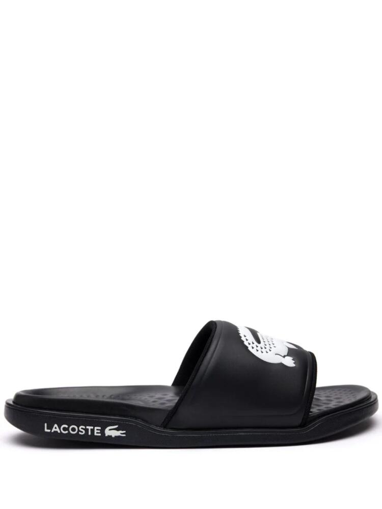 Lacoste Croco Dualiste logo strap slides - Black Cover