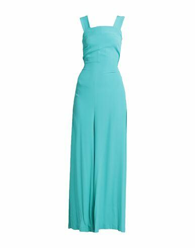 Semicouture Woman Jumpsuit Turquoise Acetate, Silk Cover