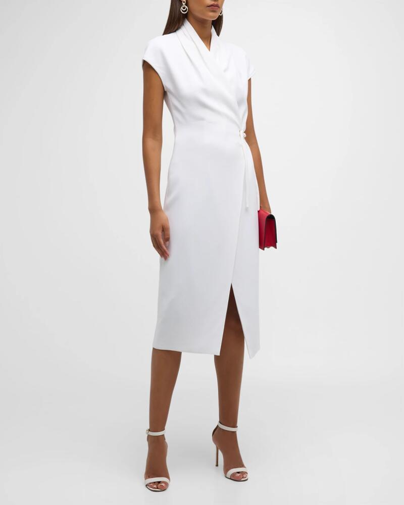 Giorgio Armani Silk Wrap Midi Dress wIth Tie Detail Cover