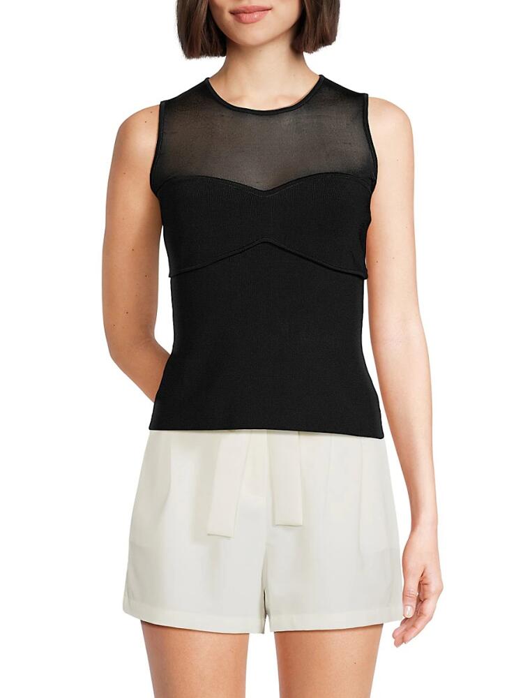 BCBGMAXAZRIA Women's Illusion Sleeveless Top - Noir Cover