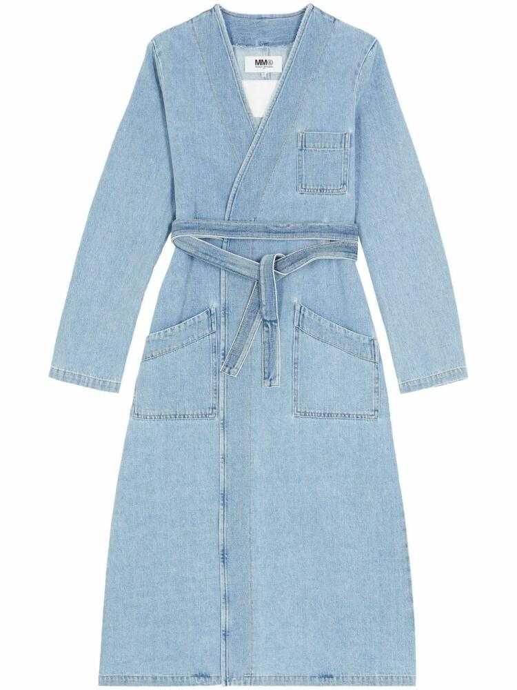 MM6 Maison Margiela collarless trench coat - Blue Cover