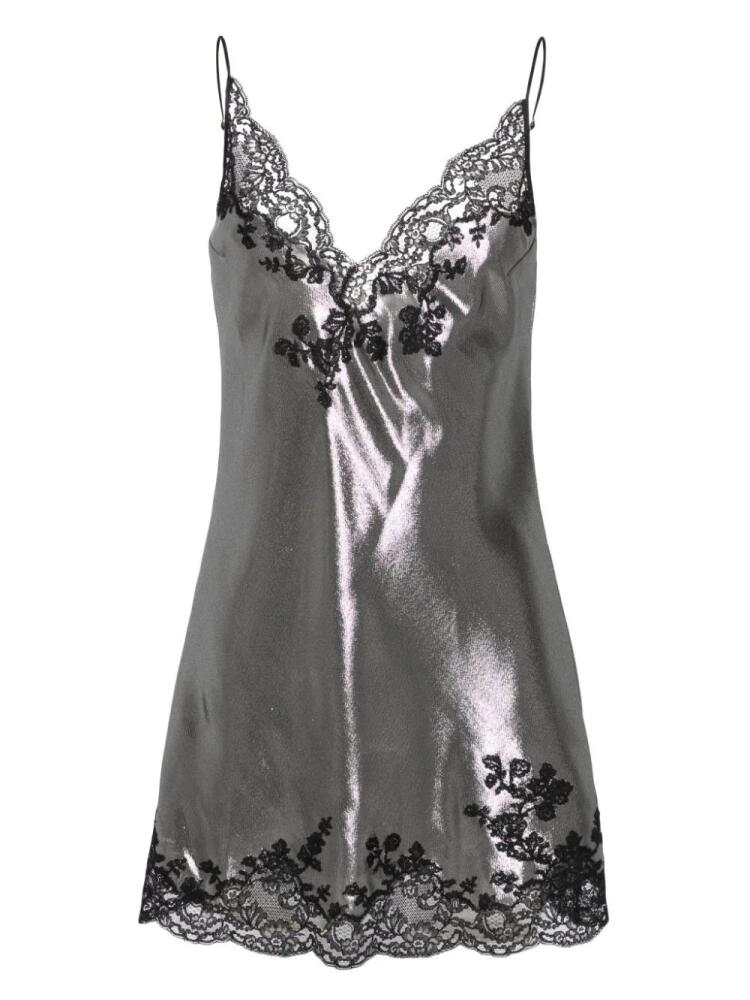 Carine Gilson lace-trim lurex slip dress - Silver Cover