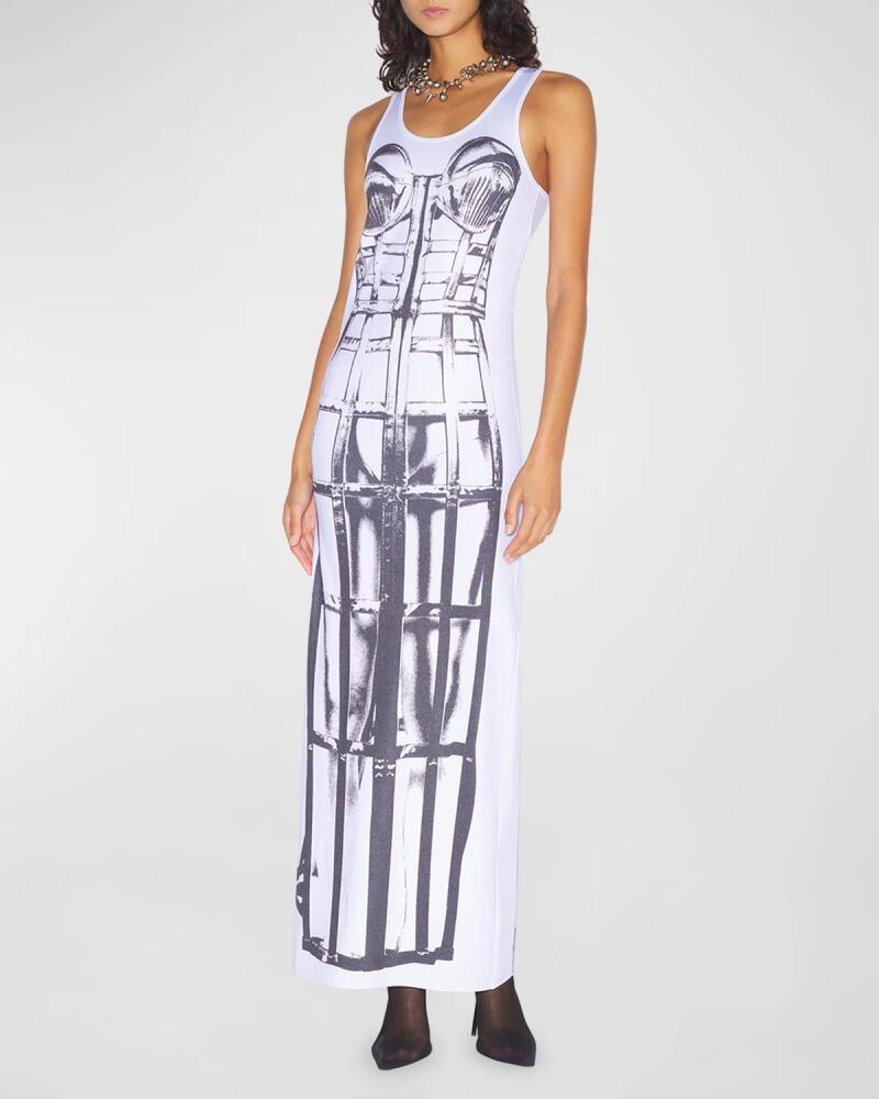 Jean Paul Gaultier Cage Corset Trompe Loeil Jersey Sleeveless Maxi Dress Cover