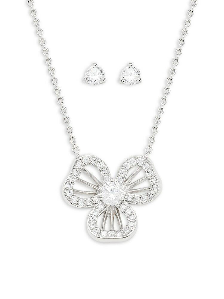 Adriana Orsini Women's Bella 2-Piece White Rhodium Plated & Cubic Zirconia Earrings & Necklace Set Cover