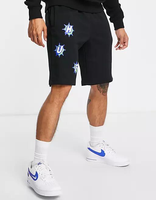 HUF infinity jewel print jersey shorts in black Cover