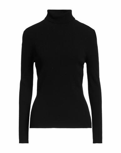 D. exterior Woman Turtleneck Black Merino Wool, Polyester Cover