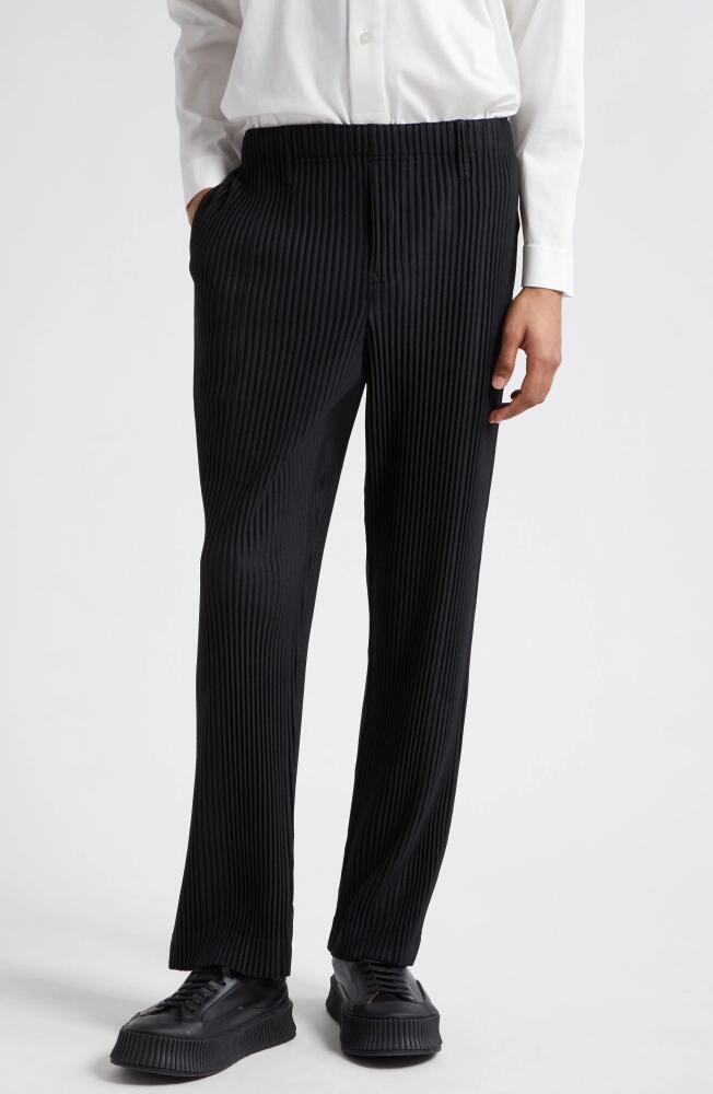 Homme Plissé Issey Miyake Pleated Tailored Straight Leg Pants in Black Cover