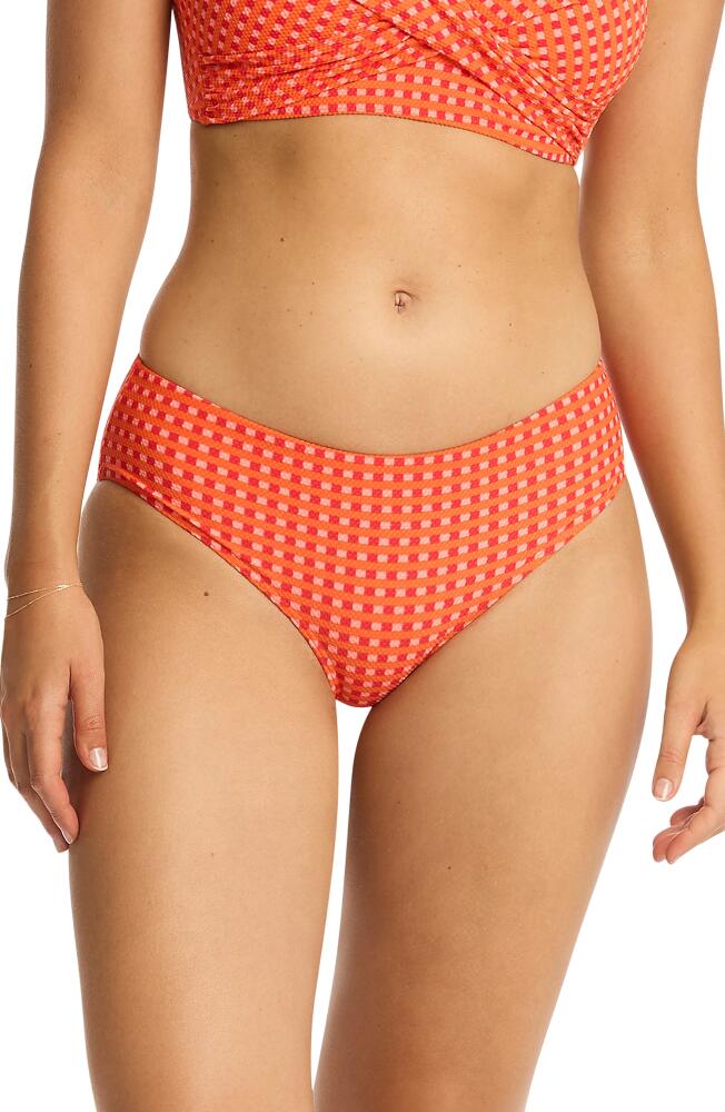 Sea Level Checkmate Mid Bikini Bottoms in Red Cover