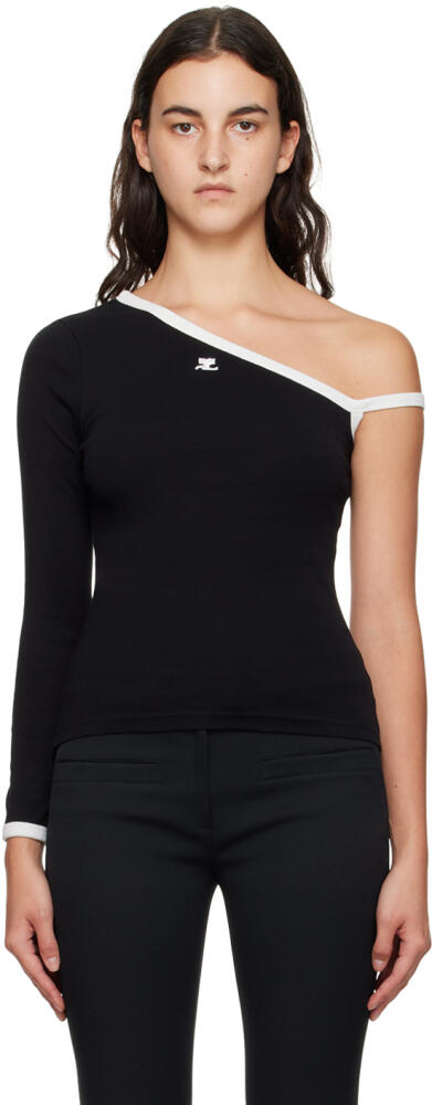 Courrèges Black Asymmetric T-Shirt Cover