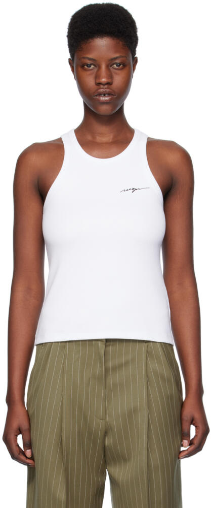 MSGM White Embroidered Tank Top Cover