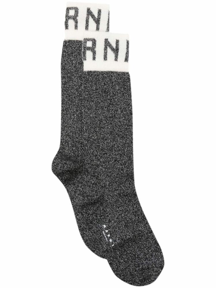 Marni logo-intarsia metallic-threading socks - Black Cover