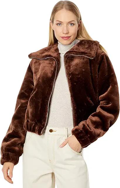 Blank NYC Faux Fur Bomber in Self Care (Brown) Women's Clothing Cover