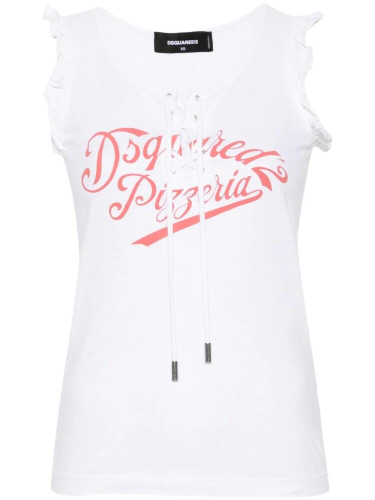 DSQUARED2 logo-print cotton tank top - White Cover