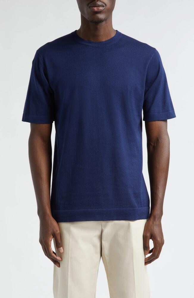 John Smedley Lorca Crewneck T-Shirt in French Navy Cover