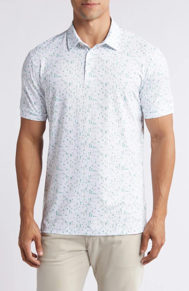 Mizzen+Main Halyard Trim Fit Print Performance Polo in White Lone Cacti Cover