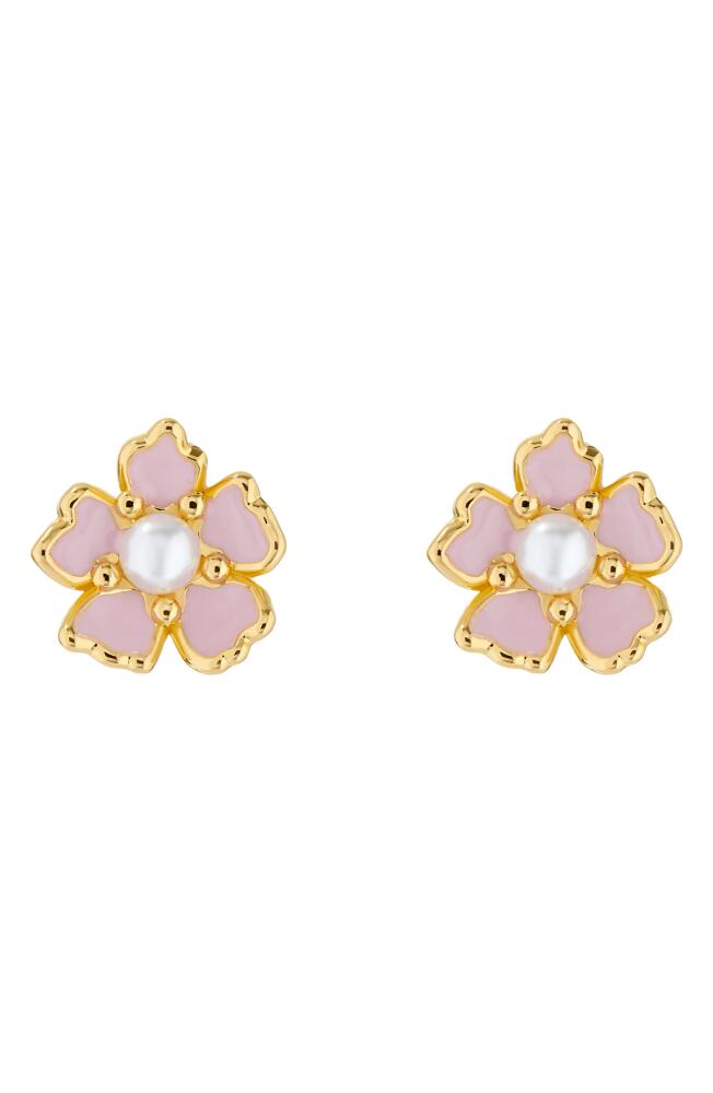 Ted Baker London Peti Imitation Pearl Flower Stud Earrings in Gold Tone/Light Pink/Pearl Cover