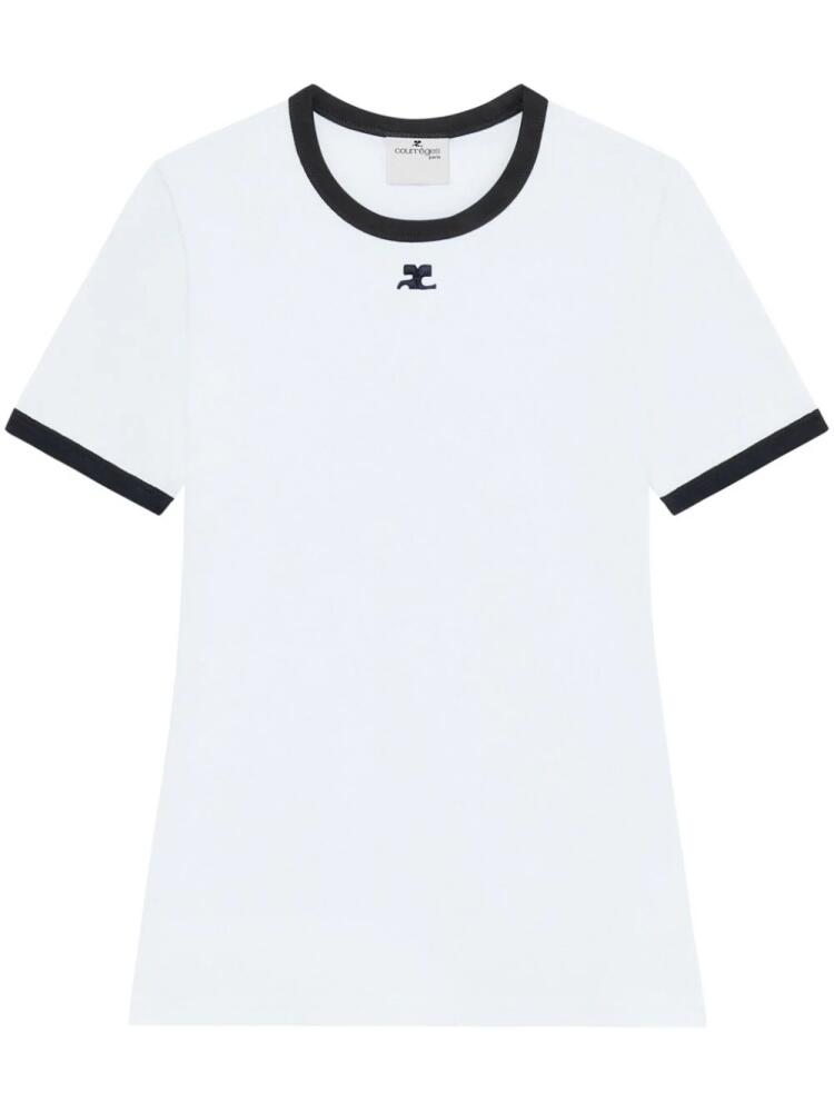 Courrèges contrasting-trim cotton T-shirt - White Cover