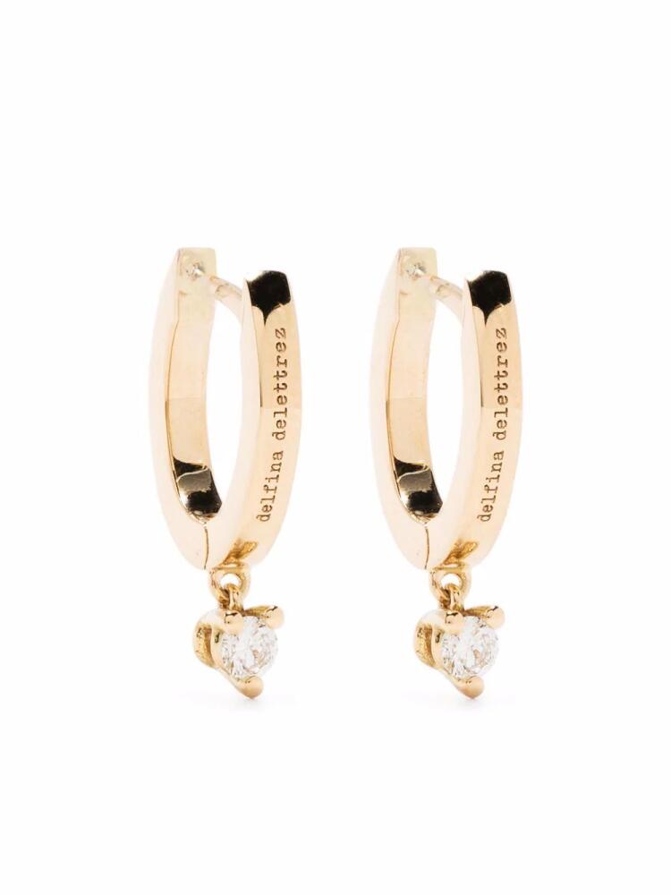 Delfina Delettrez 18kt yellow gold huggie hoop diamond drop earrings Cover