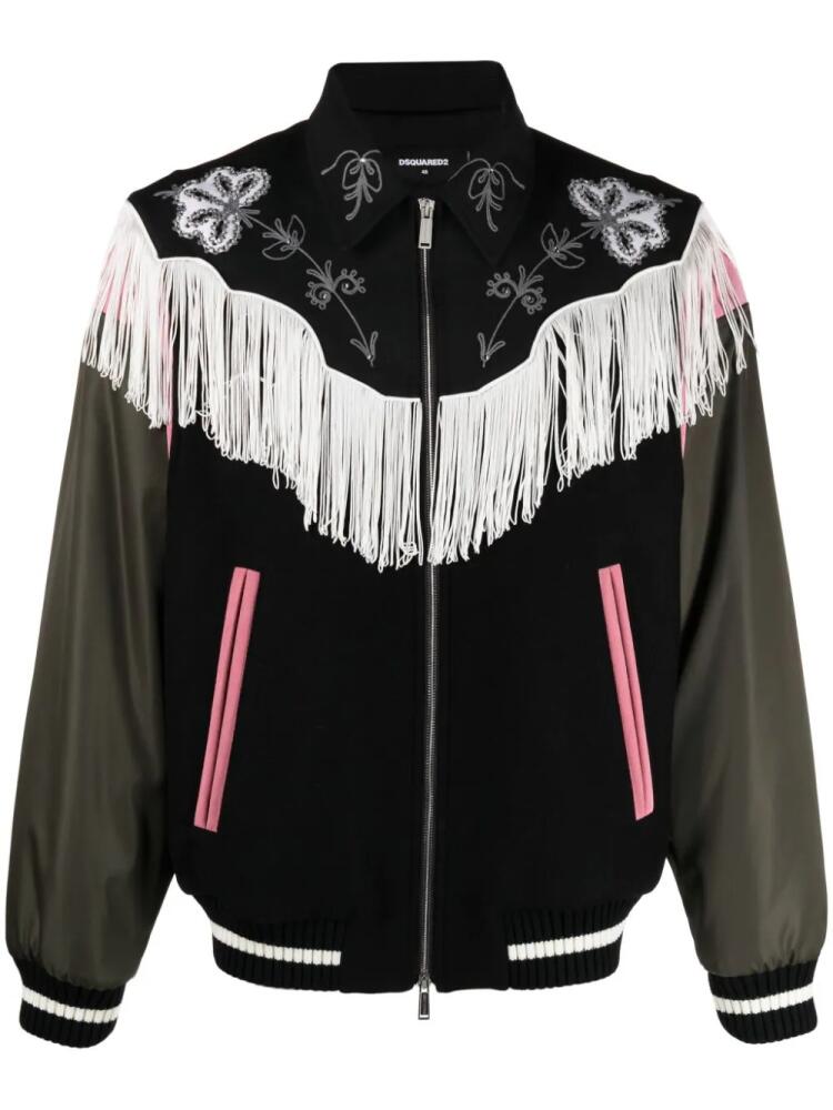 DSQUARED2 frayed-trim bomber jacket - Black Cover