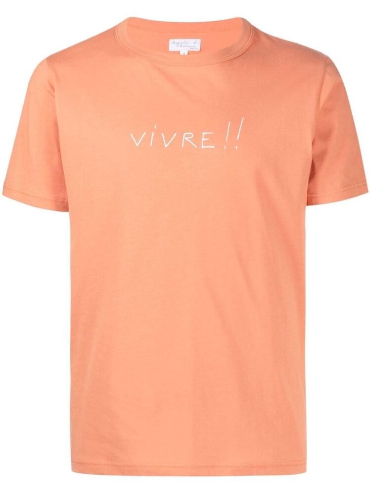 agnès b. Vivre text-print T-shirt - Orange Cover