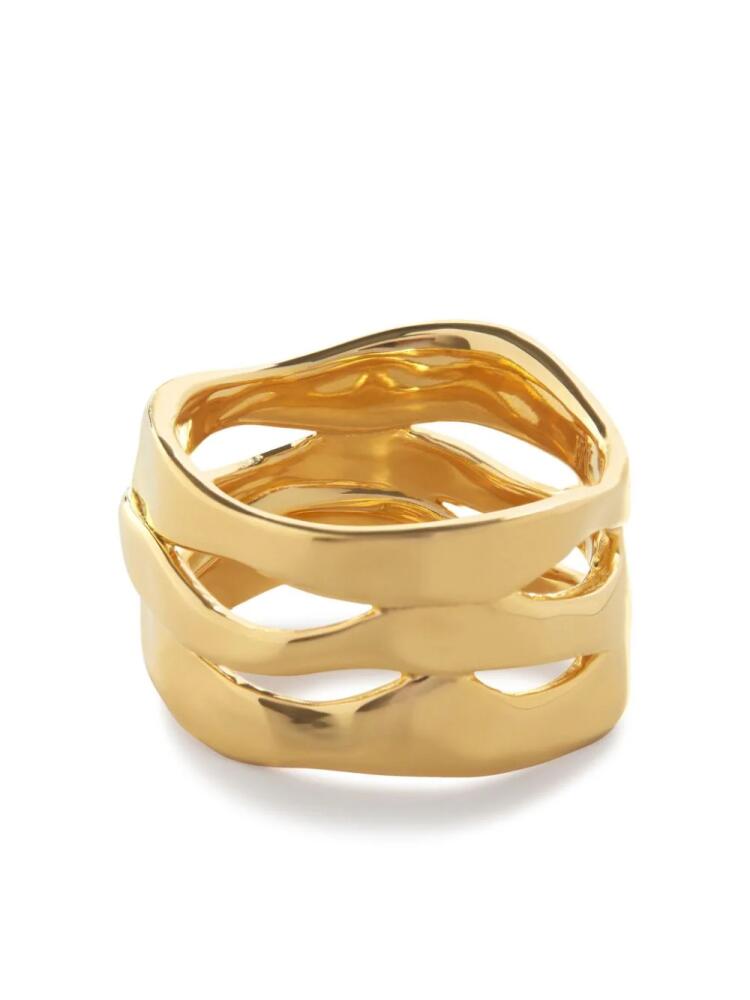 Monica Vinader The Wave triple-band ring - Gold Cover