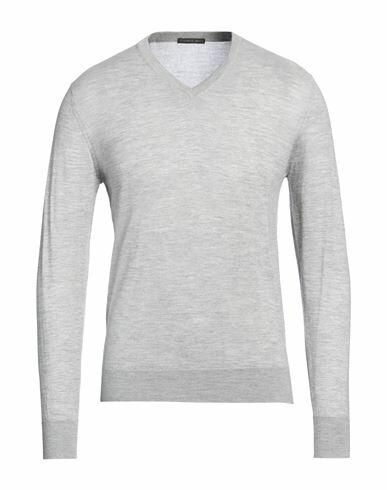 Thomas Reed Man Sweater Light grey Wool, Silk Cover