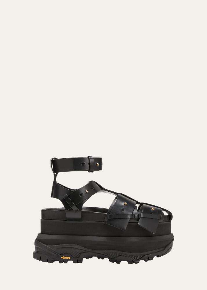 SACAI Leather Ankle-Cuff Platform Fisherman Sandals Cover