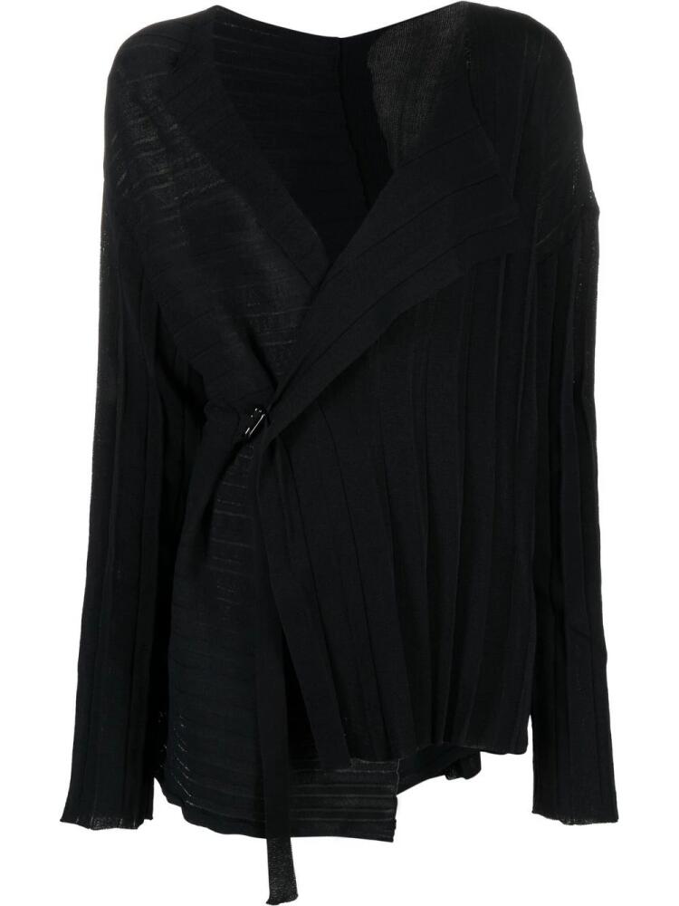 Yohji Yamamoto V-neck asymmetric wrap jumper - Black Cover