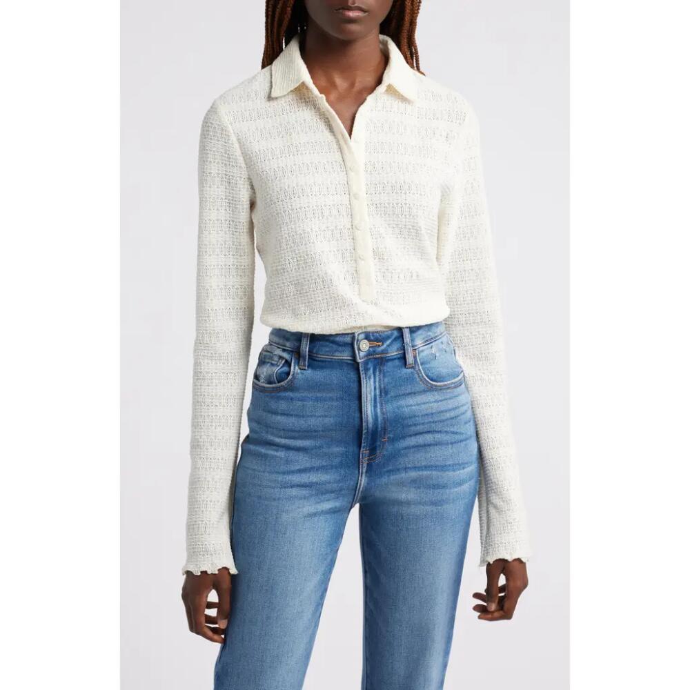 rag & bone Julia Open Knit Long Sleeve Polo in Ivory Cover