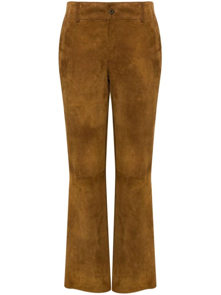 Salvatore Santoro straight-leg suede trousers - Brown Cover