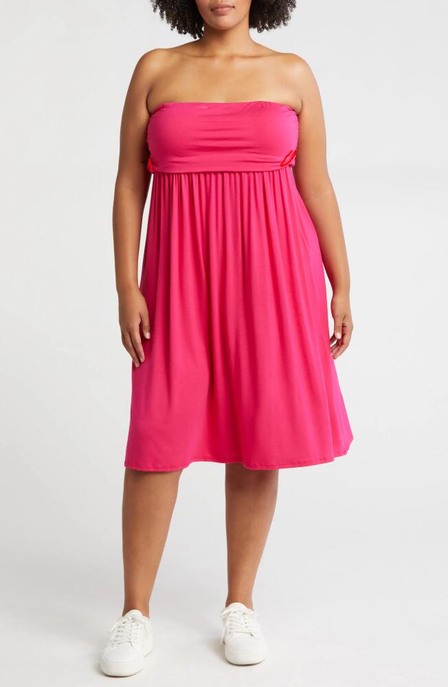 24seven Comfort Apparel Strapless Jersey Midi Dress in Pink Cover