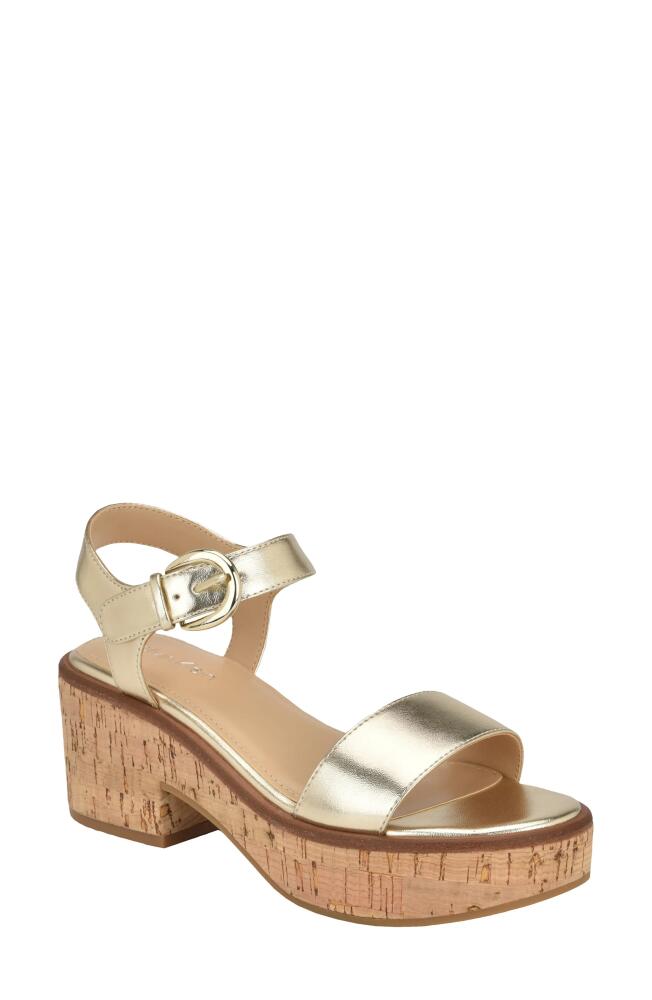 Calvin Klein Isleen Ankle Strap Platform Sandal in Gold Cover