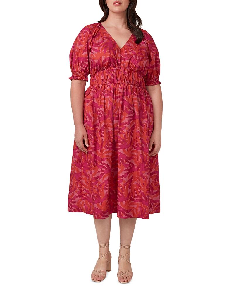 Estelle Plus Wildberry Printed Smocked Midi Dress Cover