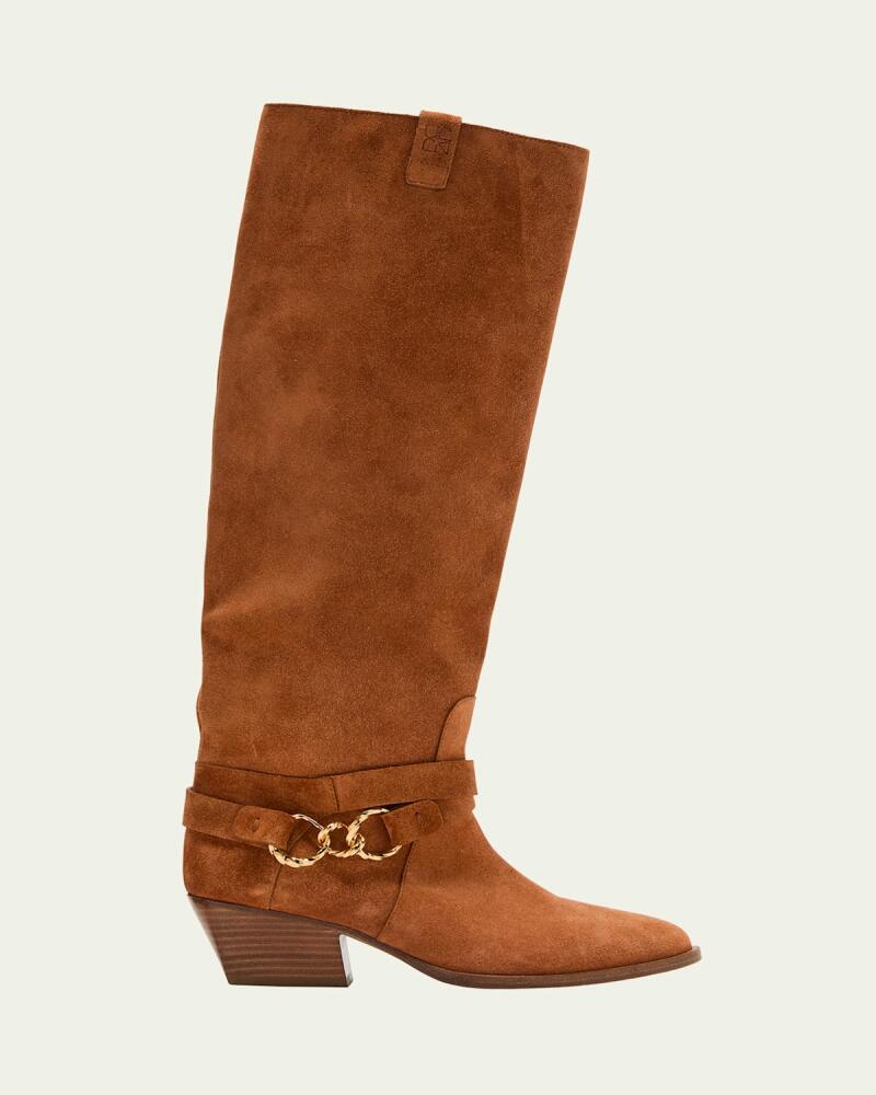 Ulla Johnson Suede Chain Strap Knee Boots Cover